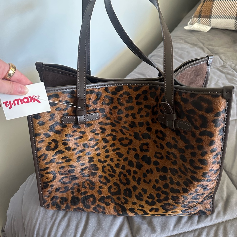 Leopard pony hair/suede Print Tote